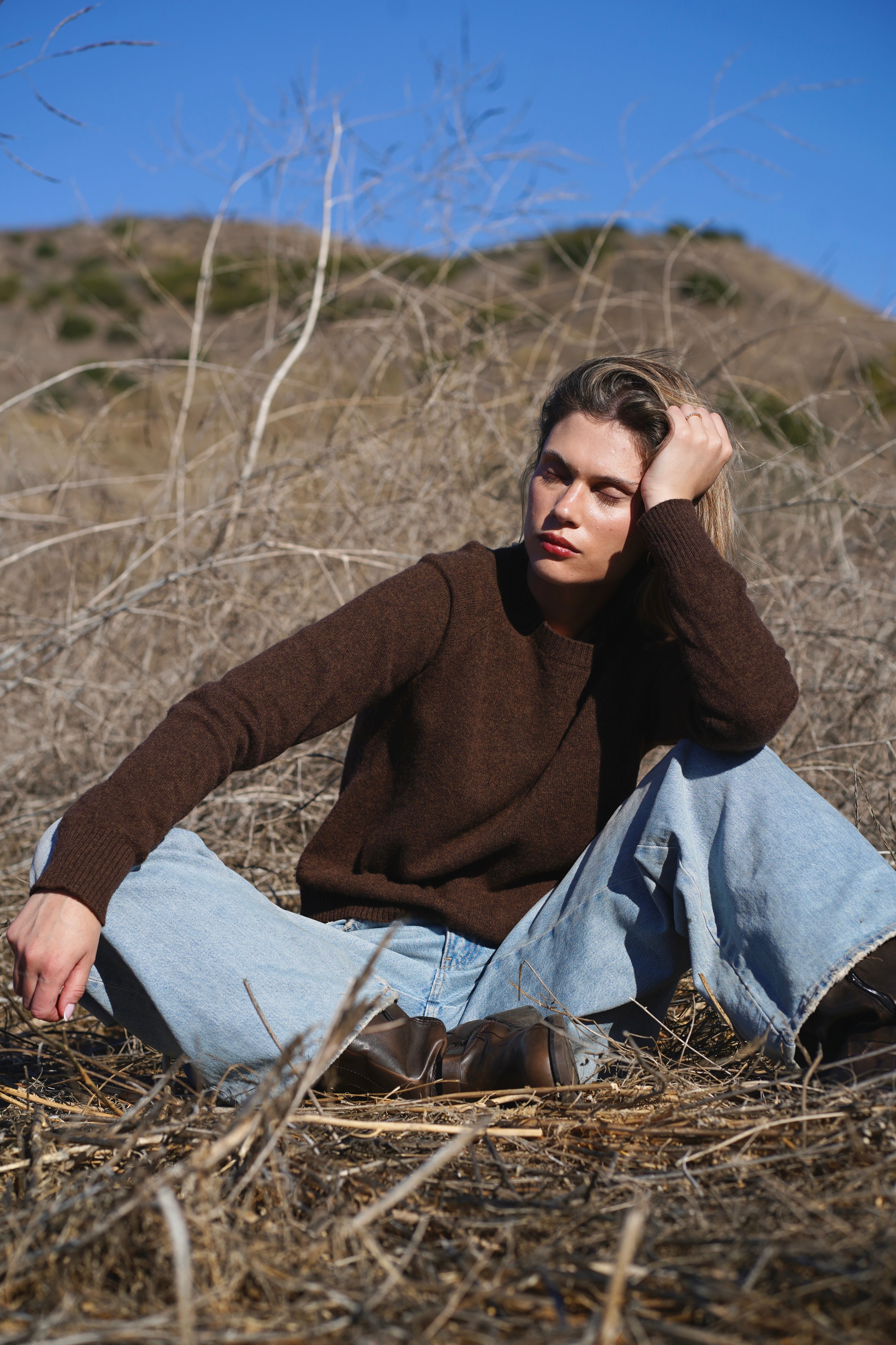Nello Crewneck Sweater in Chocolate Brown – Nello June