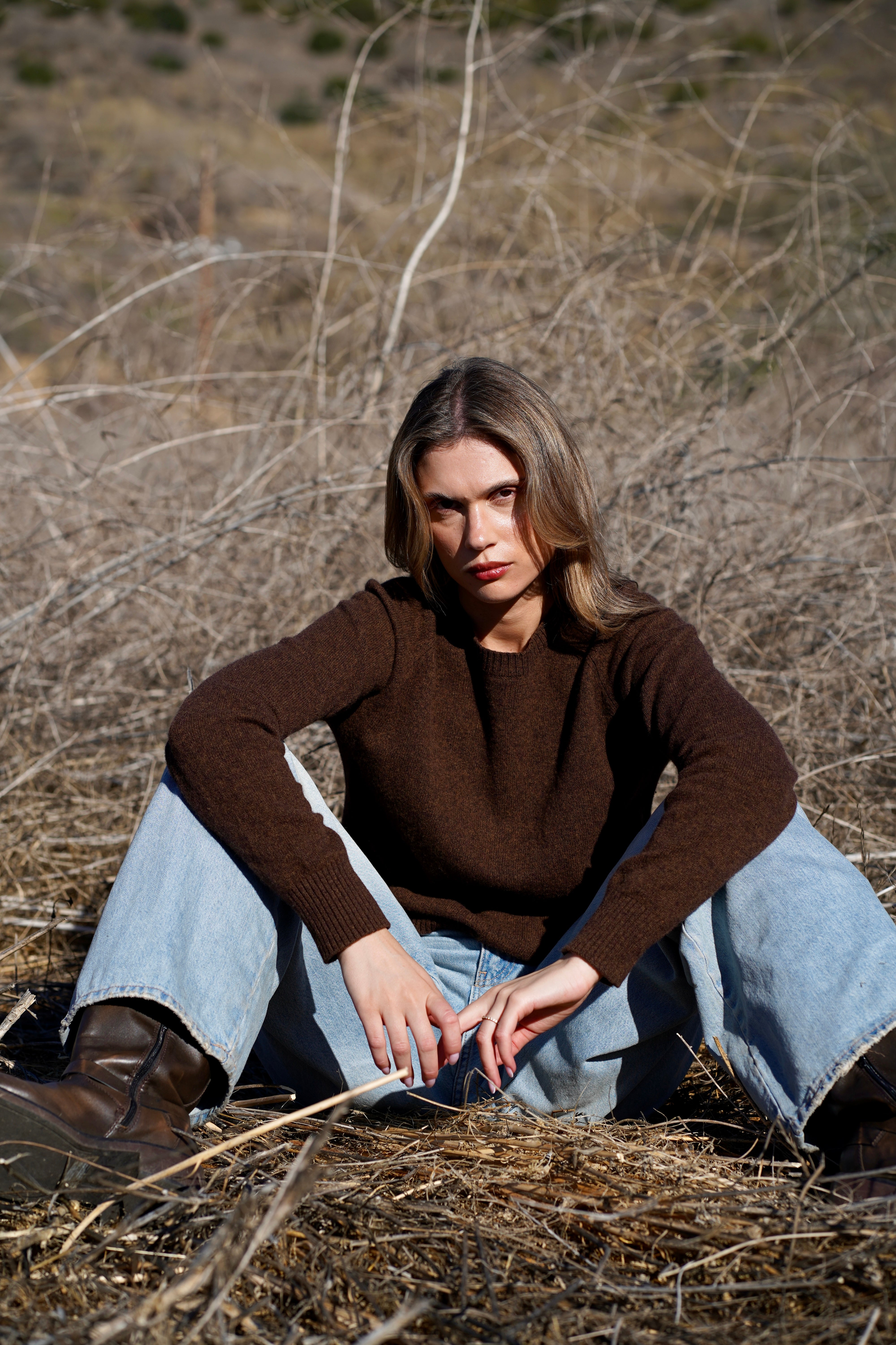 Nello Crewneck Sweater in Chocolate Brown – Nello June