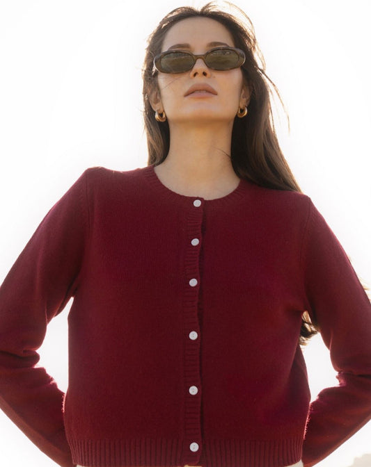 Jane Cardigan in Burgundy
