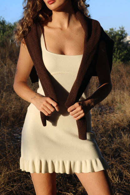 Vestido mini Isabel en color marfil